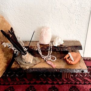 HANDCRAFTED Live Edge Wood Meditation Alter Tea Table Oracle Tarot Mystical